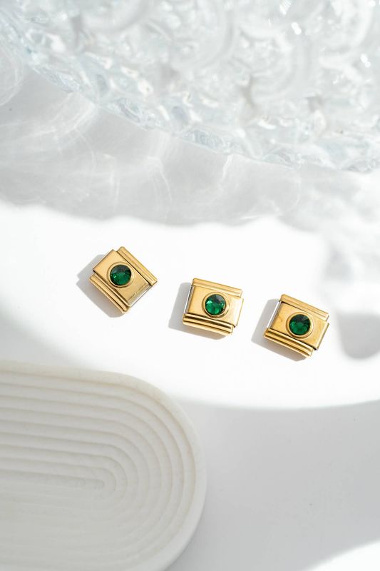 Italian Charm Emerald Crystal | Gold