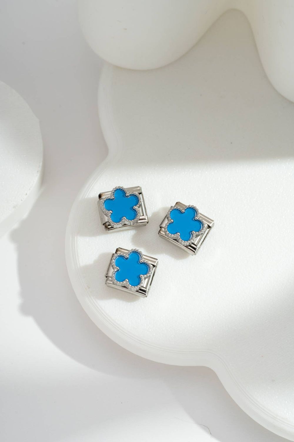 Italian Charm Blue Clover | Silber