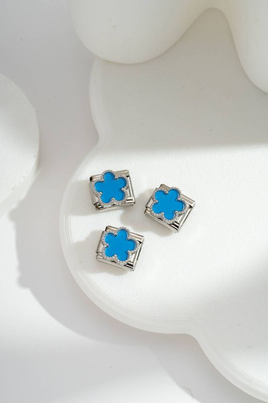 Italian Charm Blue Clover | Silber