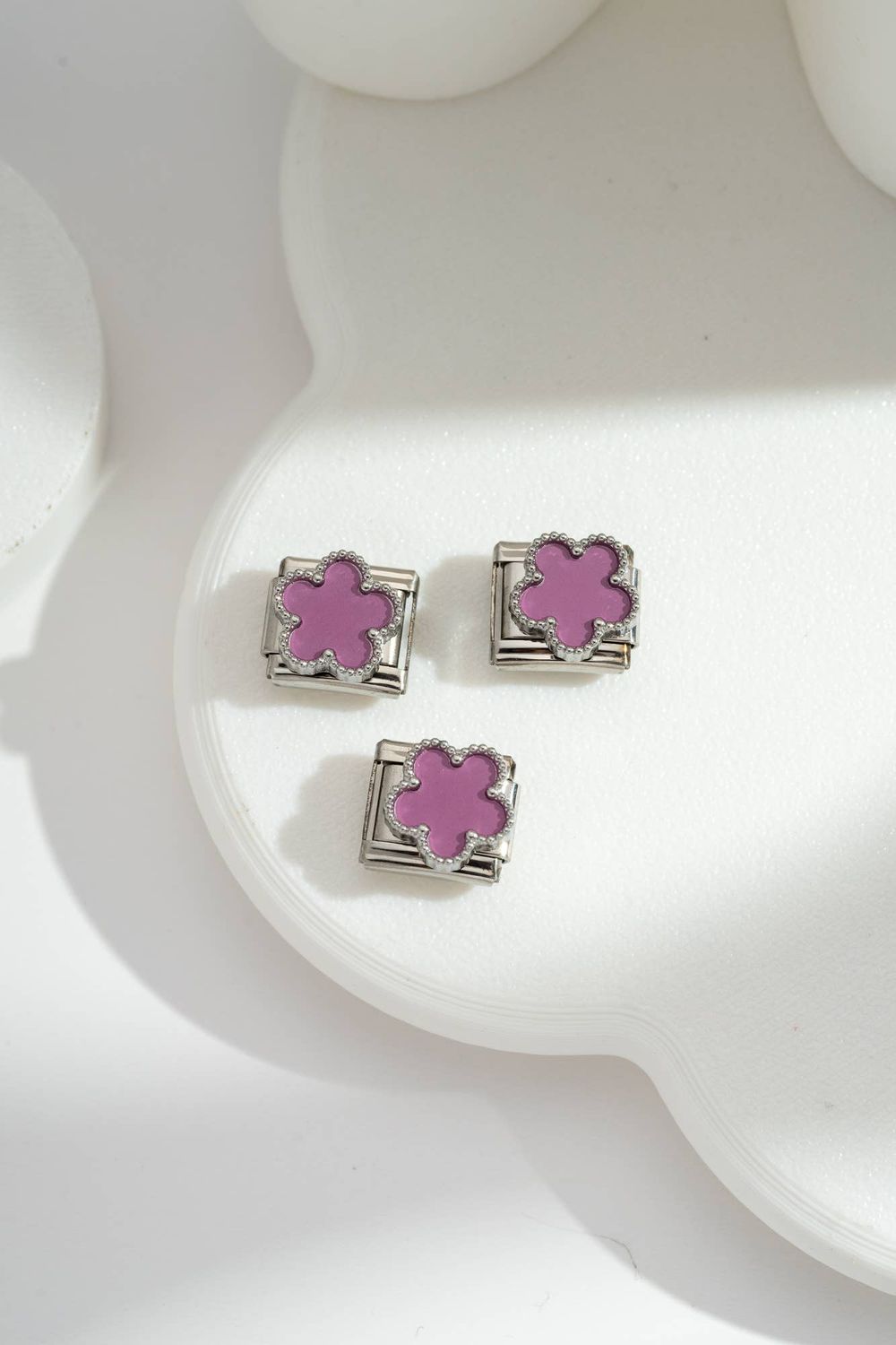 Italian Charm Lilac Clover | Silber