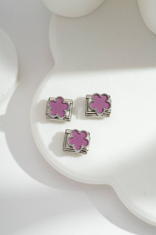 Italian Charm Lilac Clover | Silber