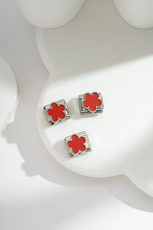 Italian Charm Red Clover | Silber