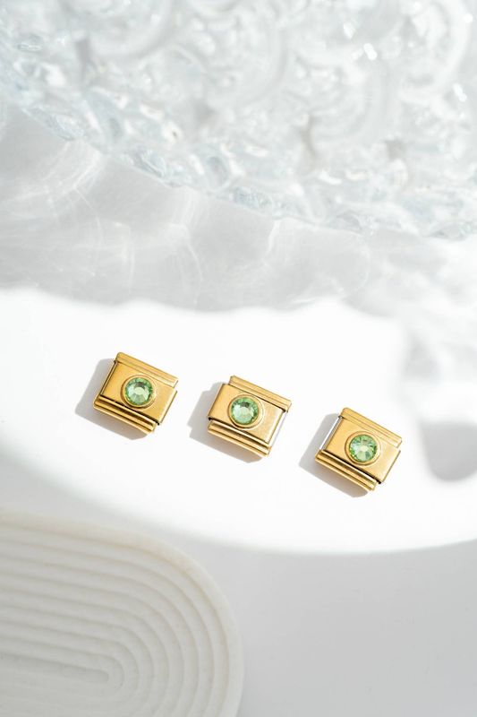 Italian Charm Green Crystal | Gold