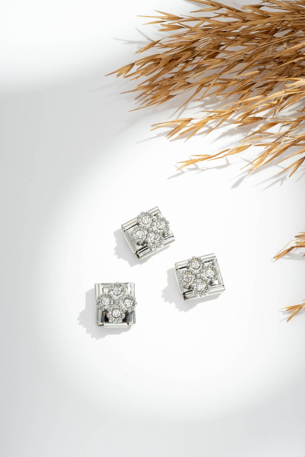 Italian Charm Crystal Flowers | Silber