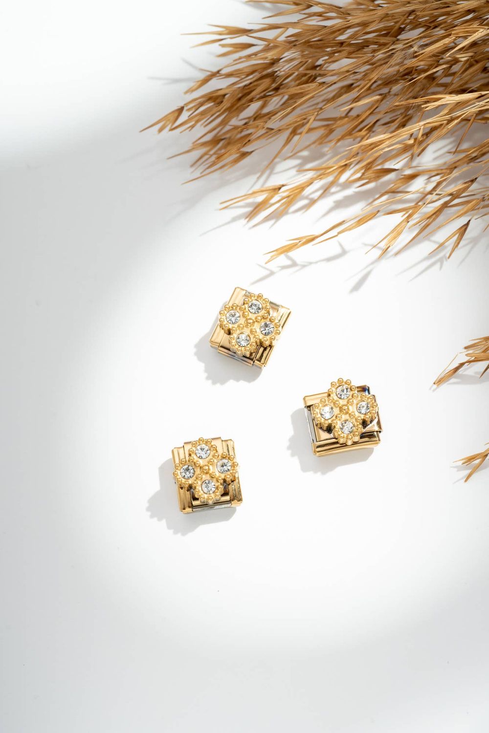Italian Charm Crystal Flowers | Gold