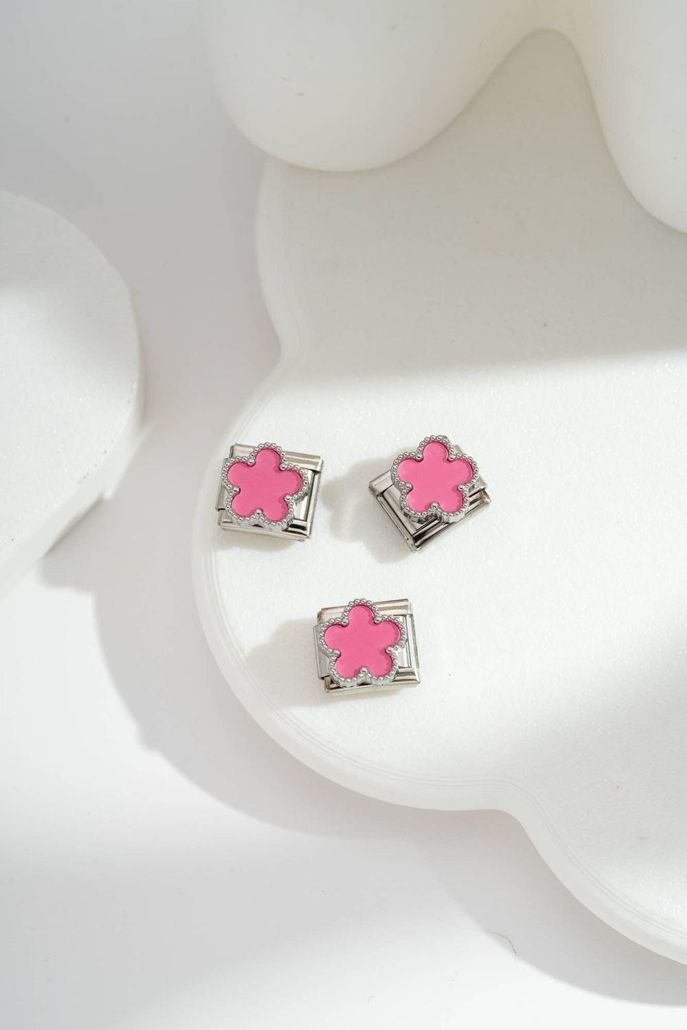 Italian Charm Pink Clover | Silber