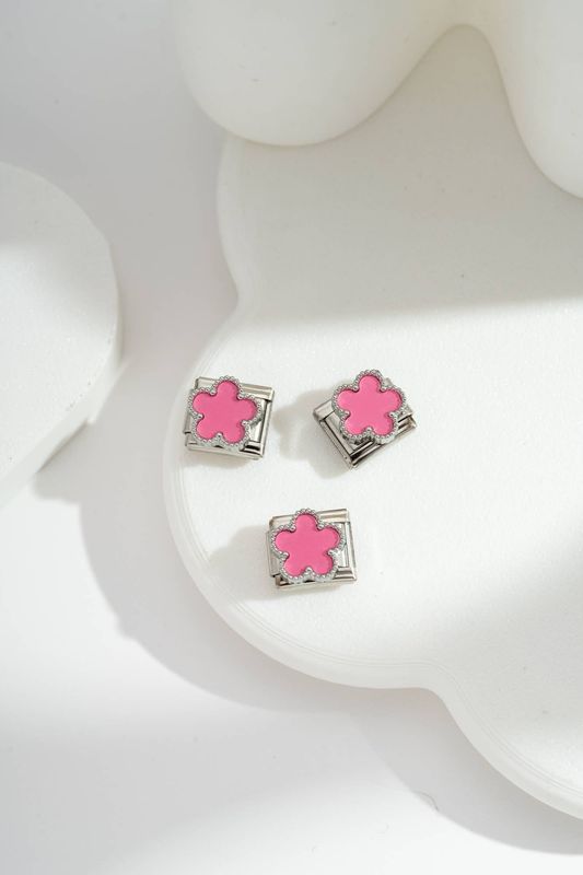 Italian Charm Pink Clover | Silber