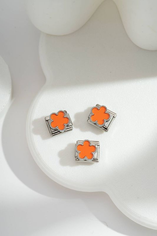 Italian Charm Orange Clover | Silber