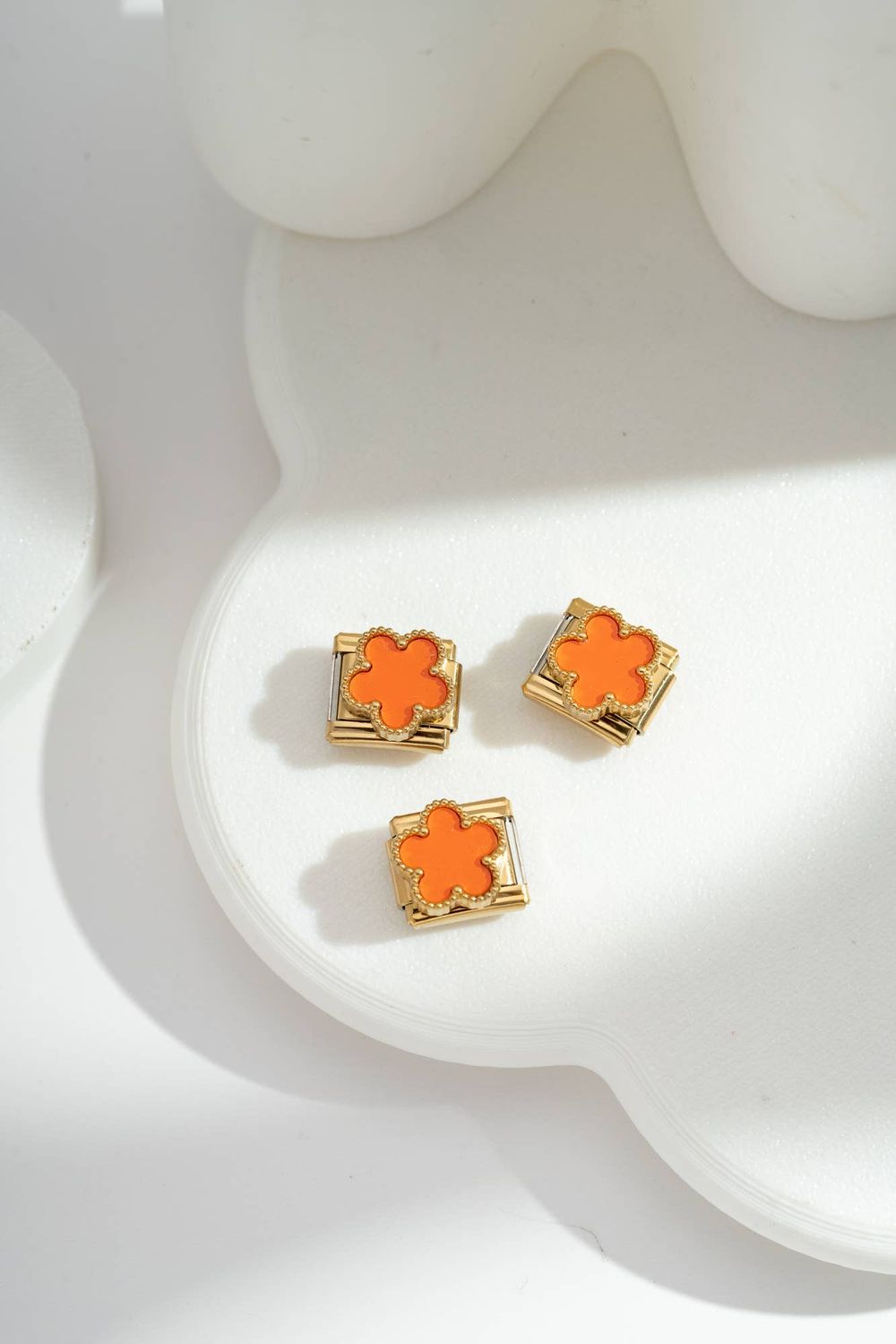 Italian Charm Orange Clover | Gold Italian Charm Orange Clover | Gold