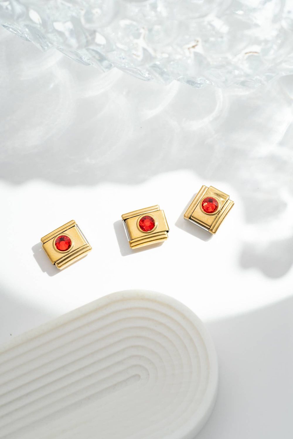 Italian Charm Ruby Crystal | Gold