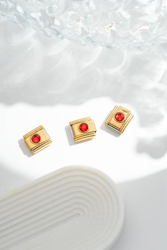 Italian Charm Ruby Crystal | Gold