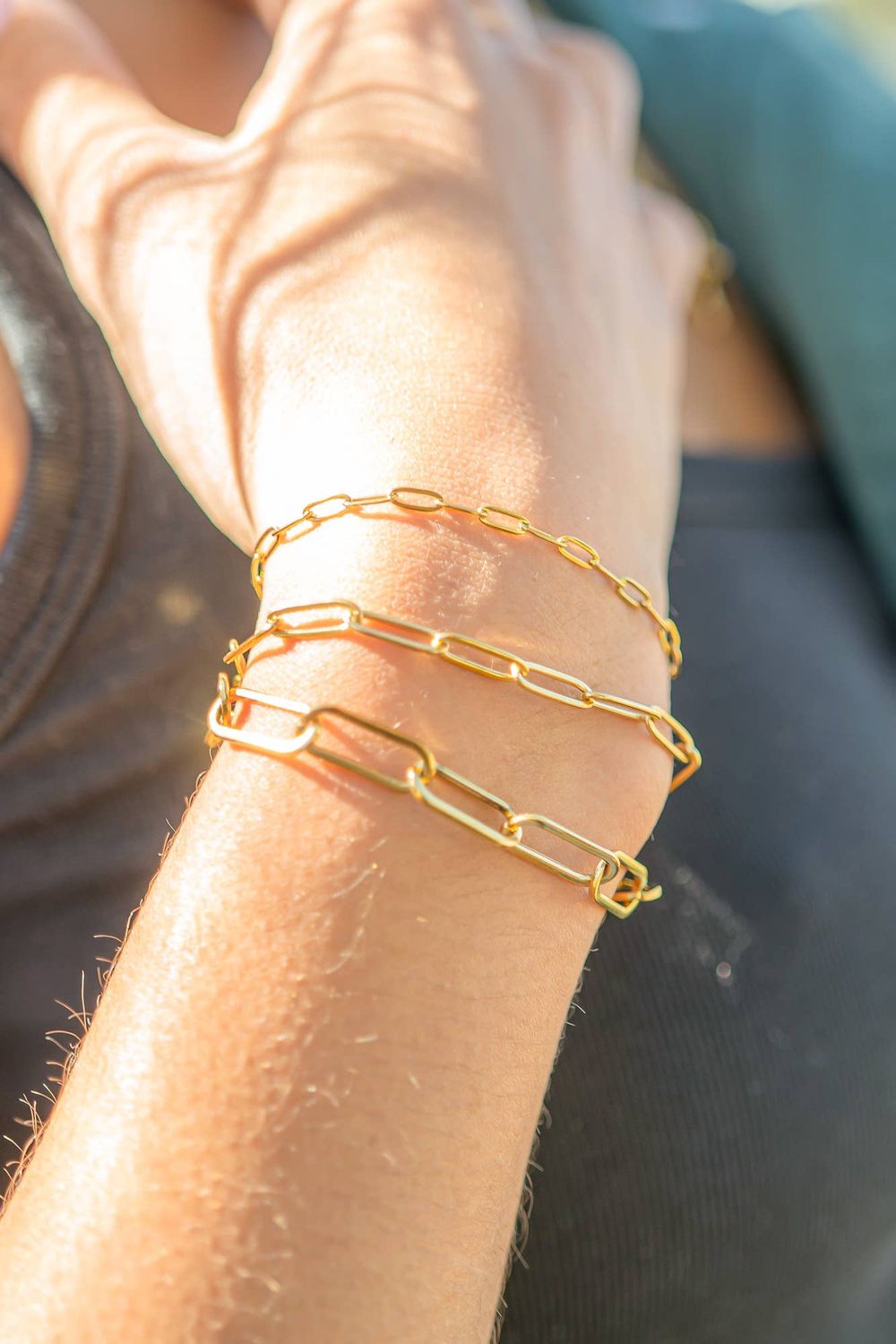 BOND. Classic Paperclip Charm Armband | Gold & Silber