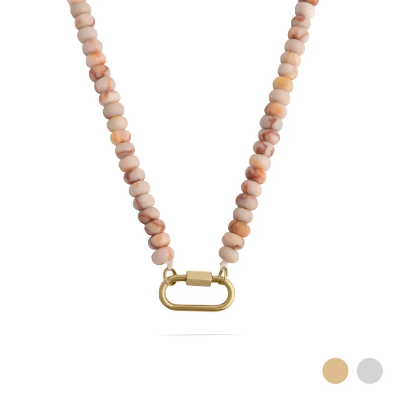 BOND. Natural Stone Charm Kette mit Karabiner | Gold & Silber
