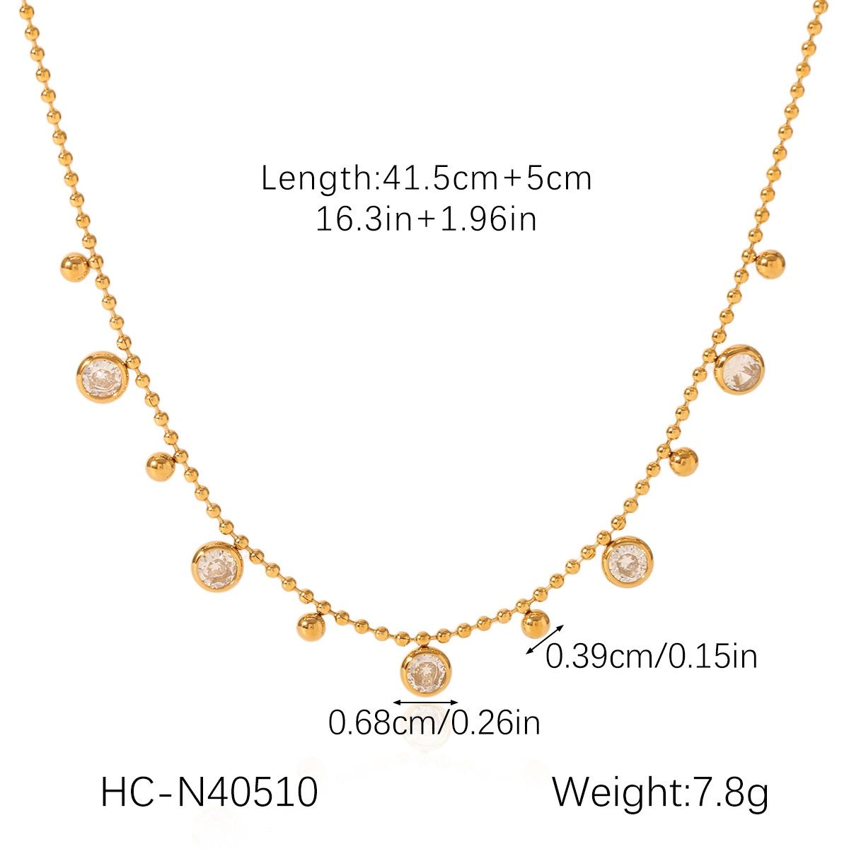 Celia Charm Necklace, Colour: Gold, Style: Zircon Large