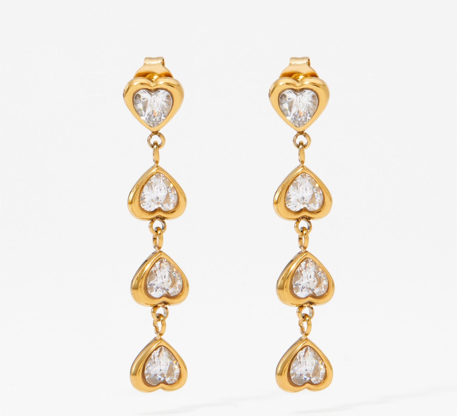 Dangle My Heart Earrings, Colour: Gold