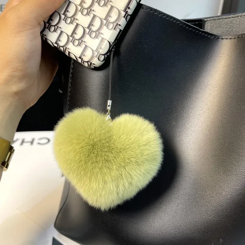 Key Chain Bag Charm, Colour: Green, Style: Heart