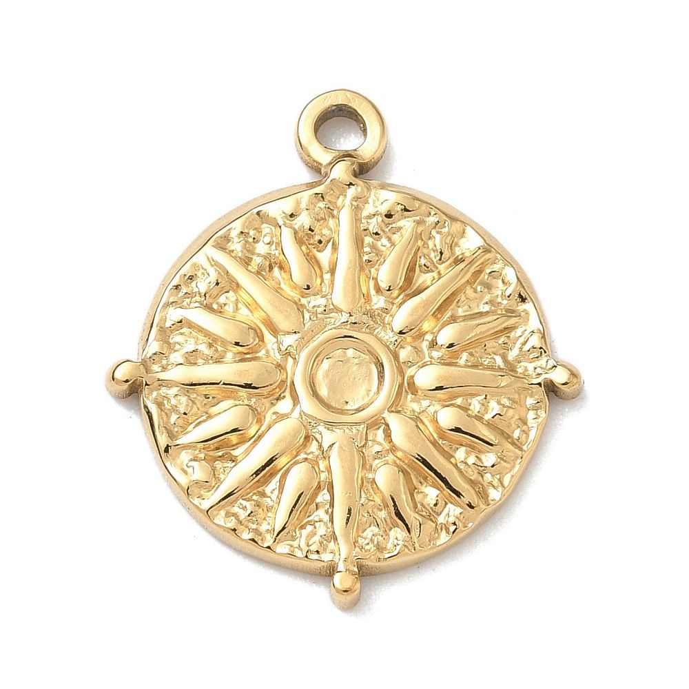 Pendant Charms, Material: Gold, Style: Round