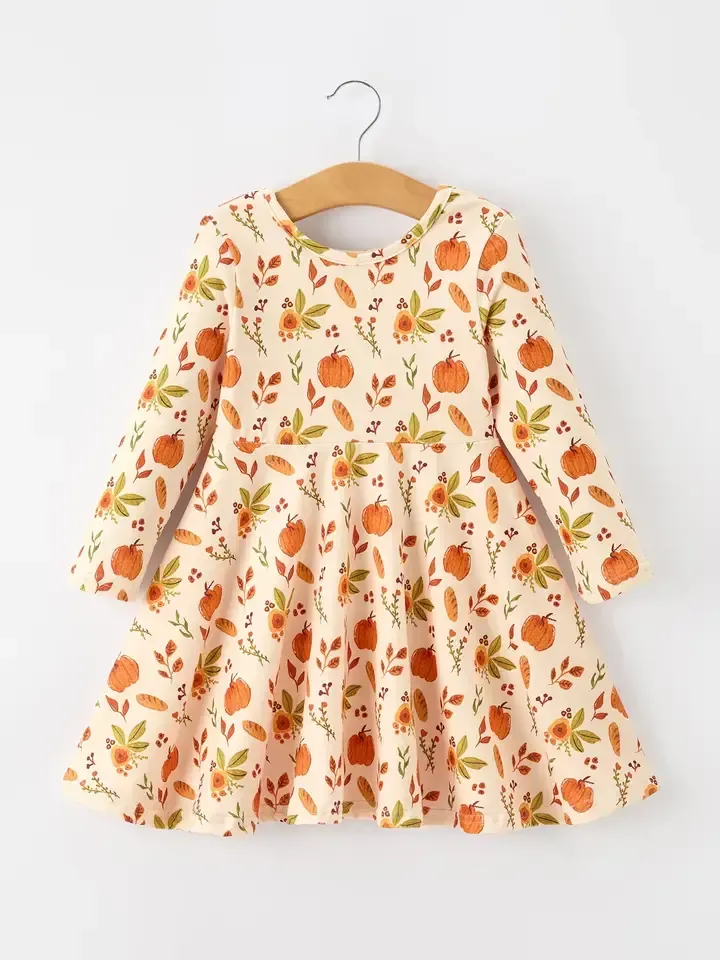 Pumpkin &amp; Floral Dress