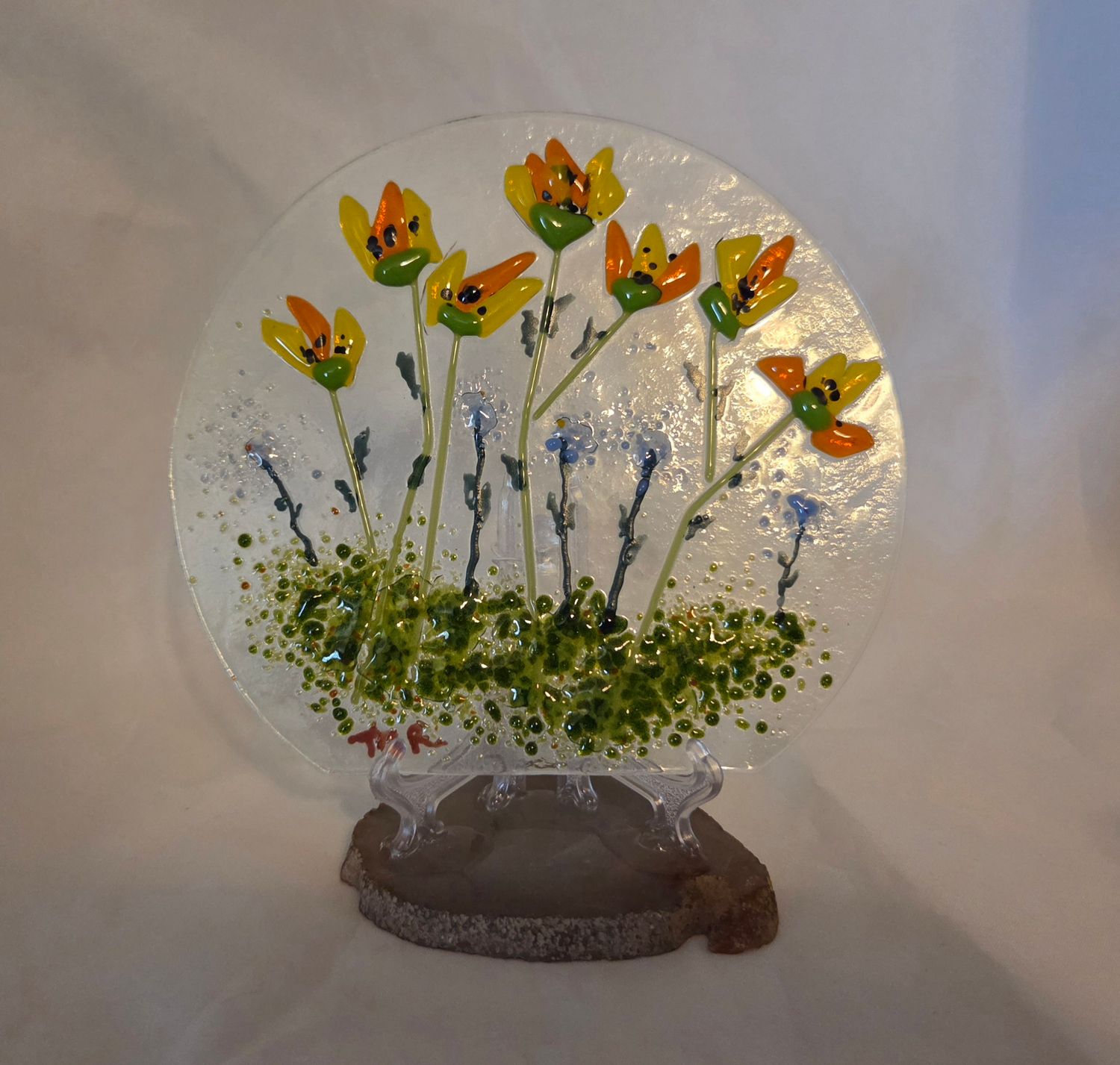 Fused Glass Garden California Poppies