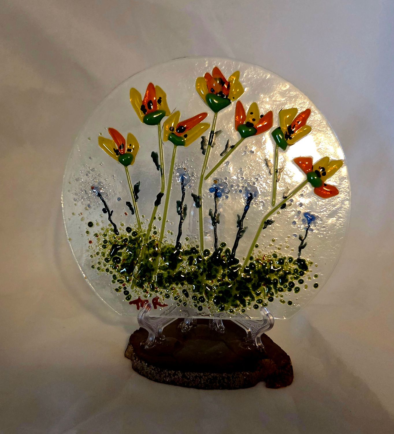 Fused Glass Garden California Poppies