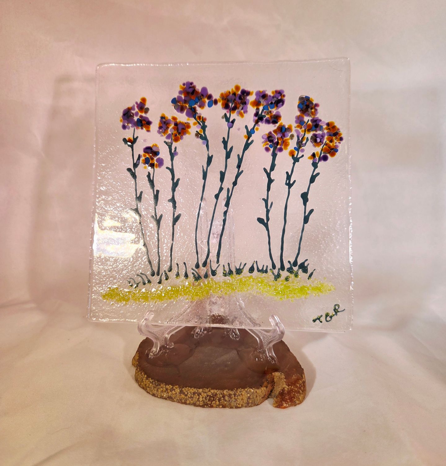 Fused Glass Garden Wild Flowers Sq