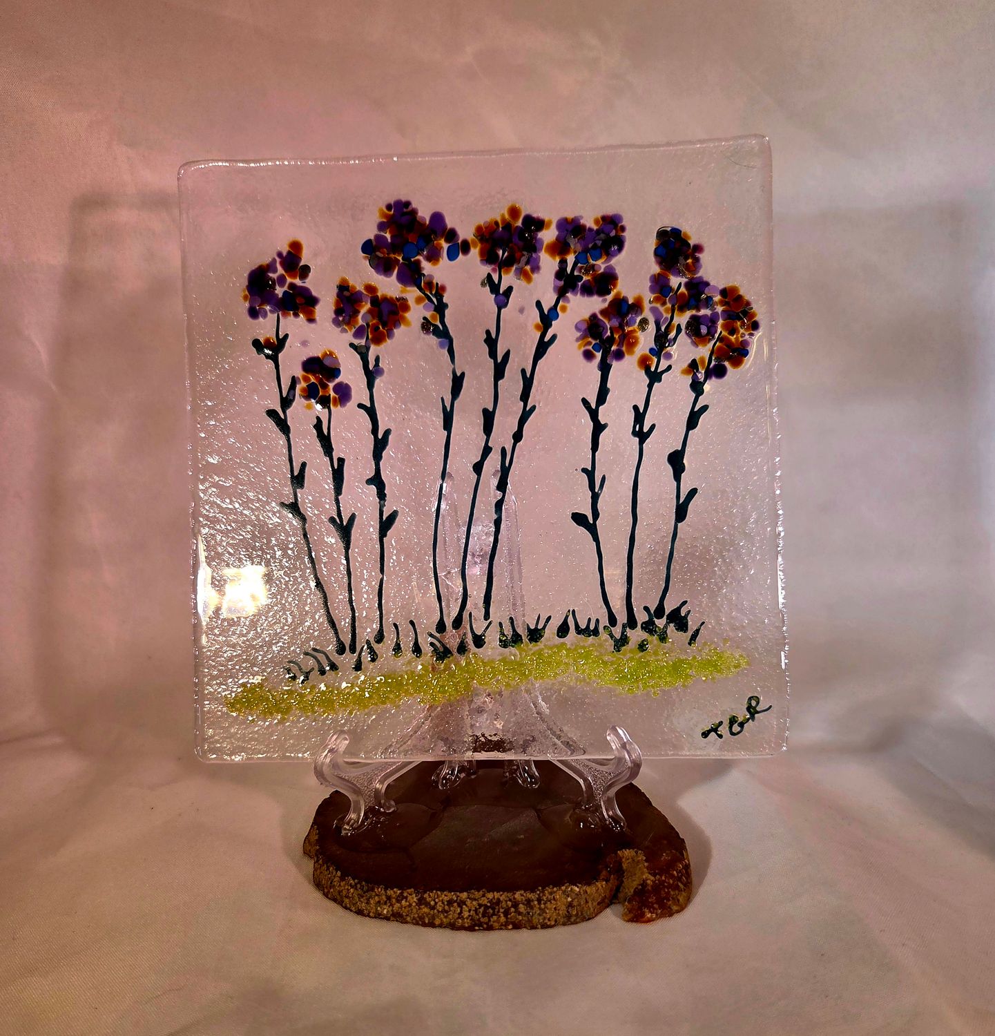 Fused Glass Garden Wild Flowers Sq