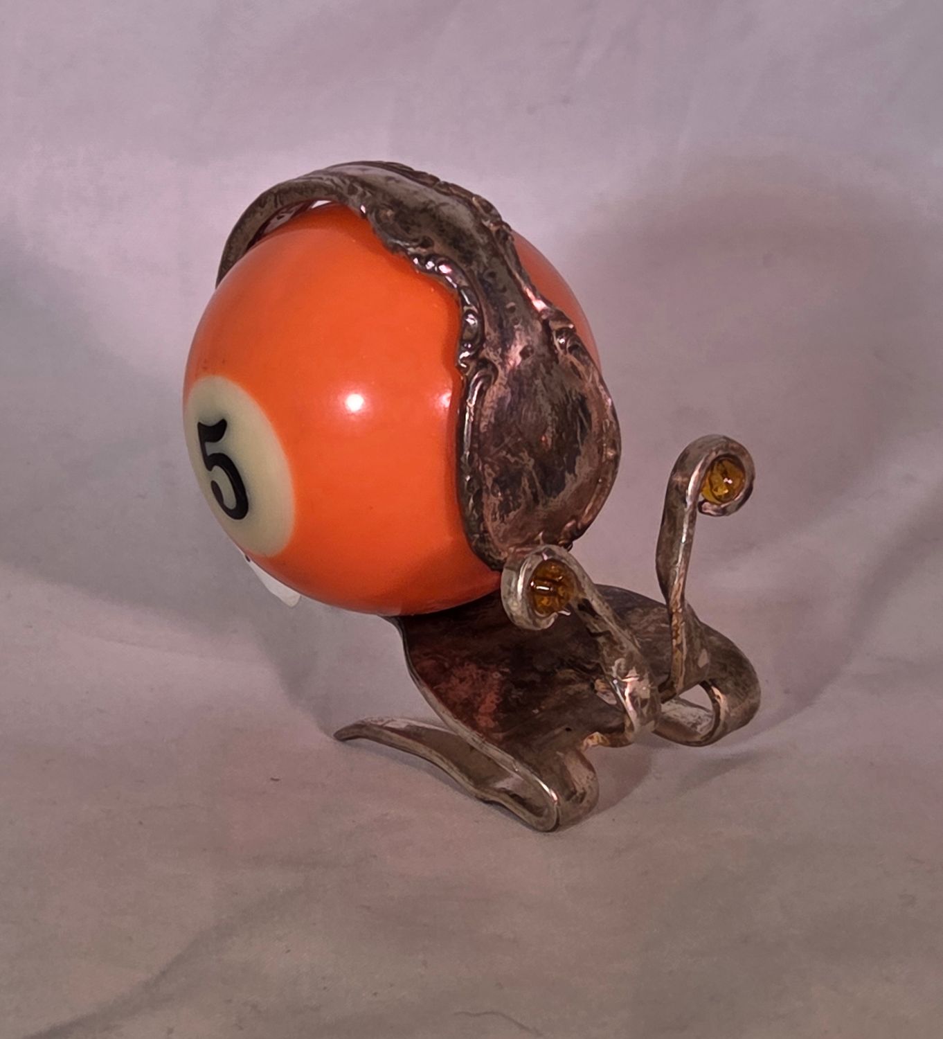 Snail Silverware with No. 5 Billiards Ball