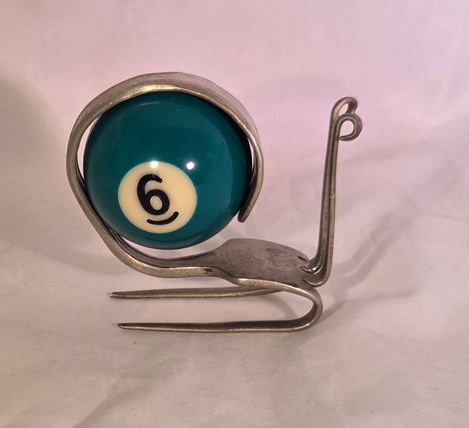 Snail Silverware with No. 6 Billiards Ball