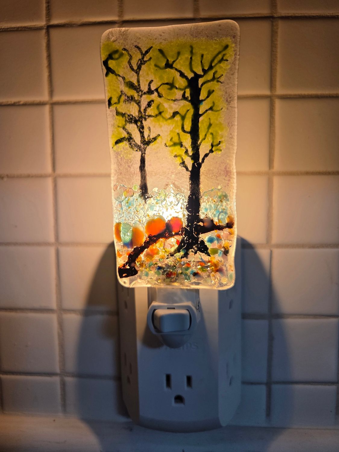 Tree Scene Fused Glass Night Light II