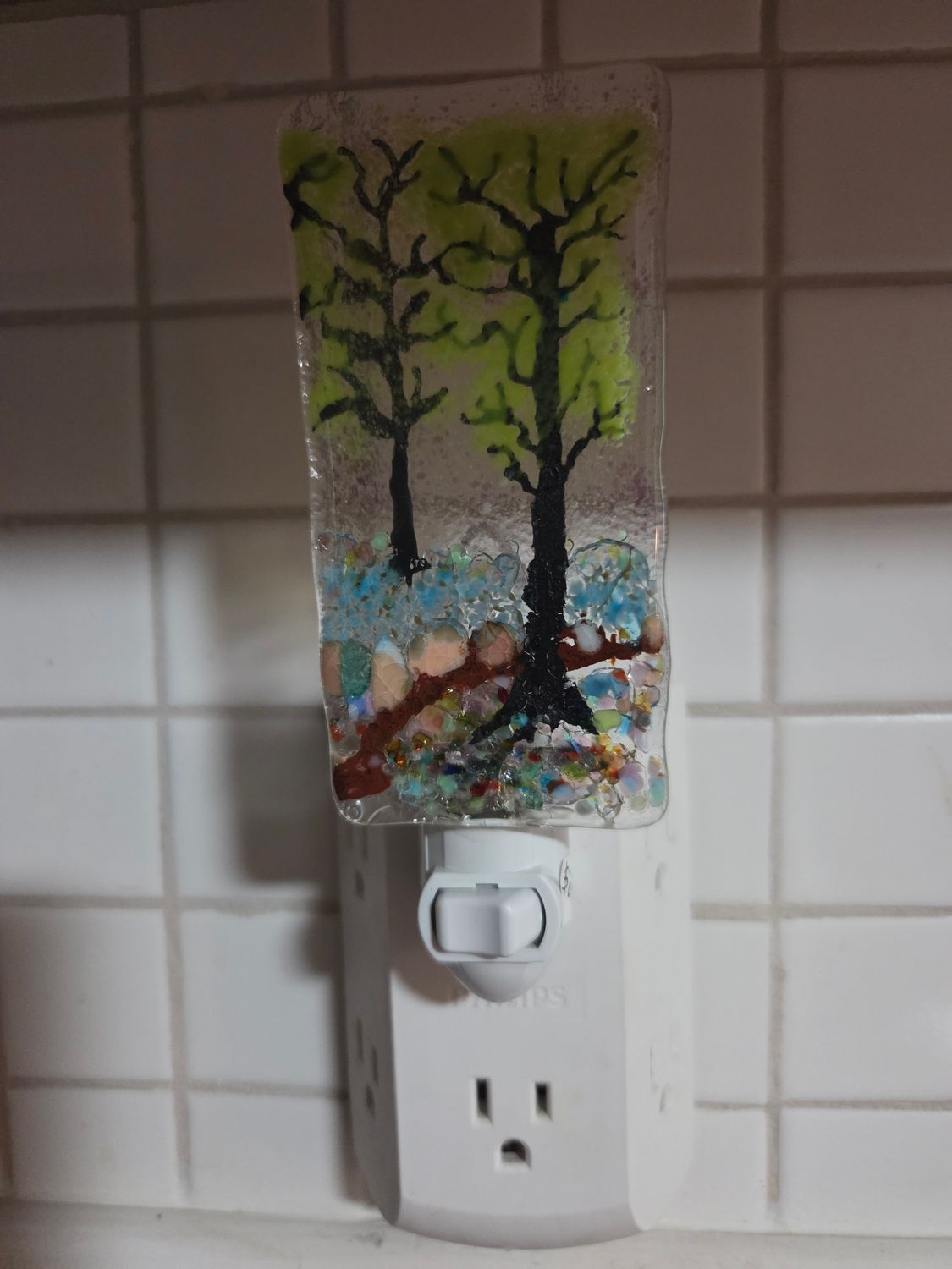 Tree Scene Fused Glass Night Light II