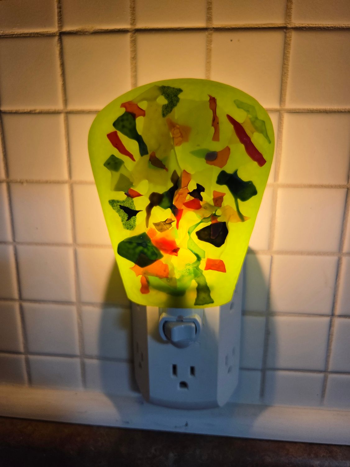 Abstract Fused Glass Night Light