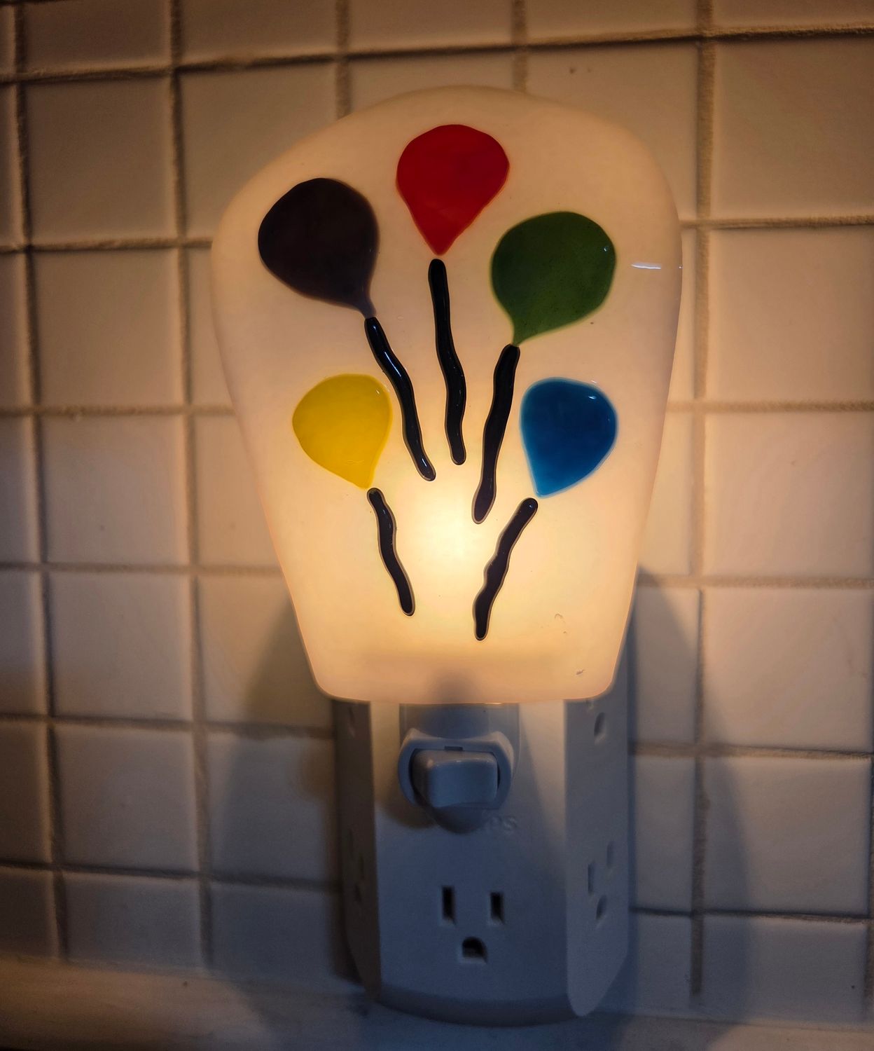 Floating Balloons Fused Glass Night Light