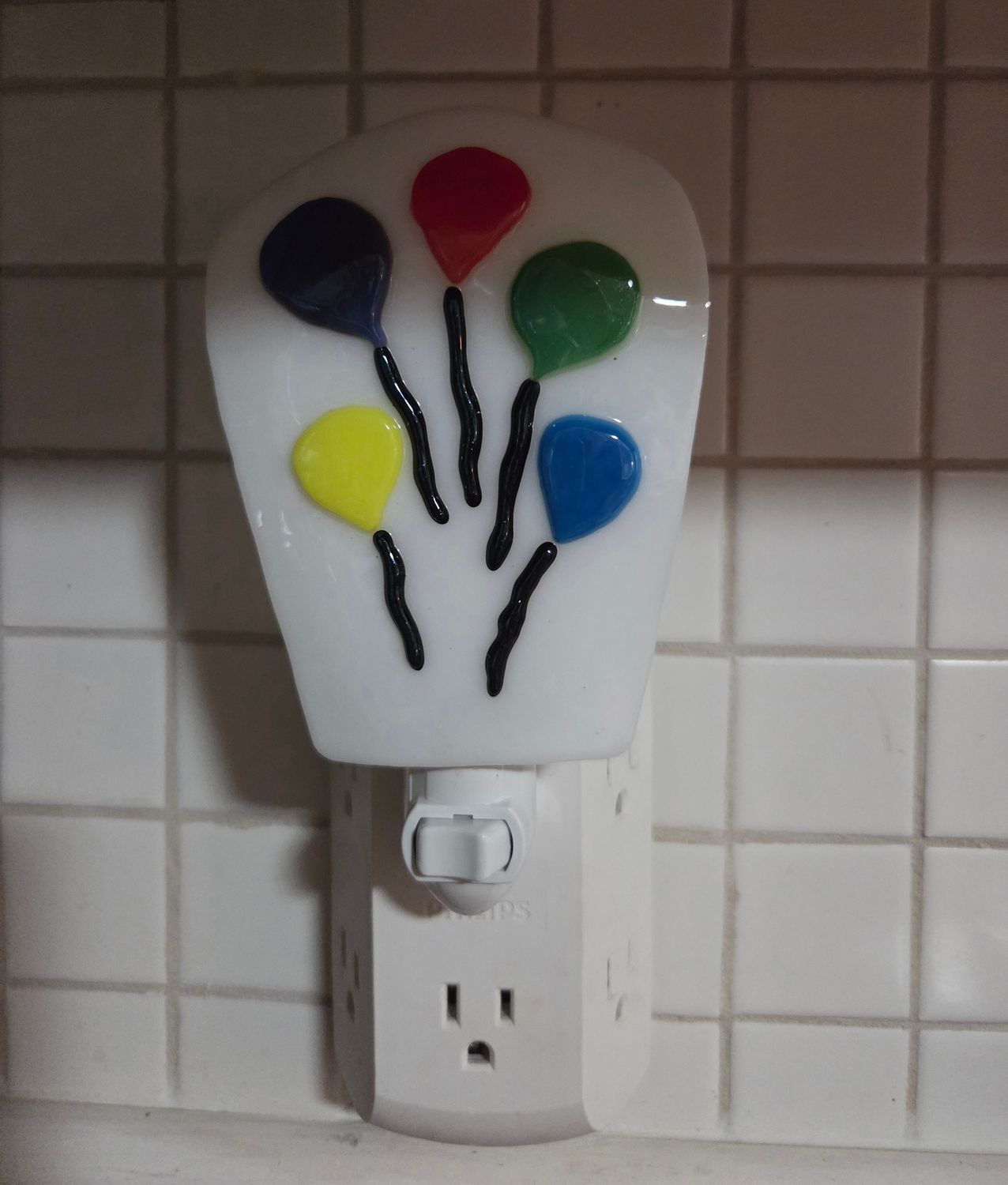 Floating Balloons Fused Glass Night Light