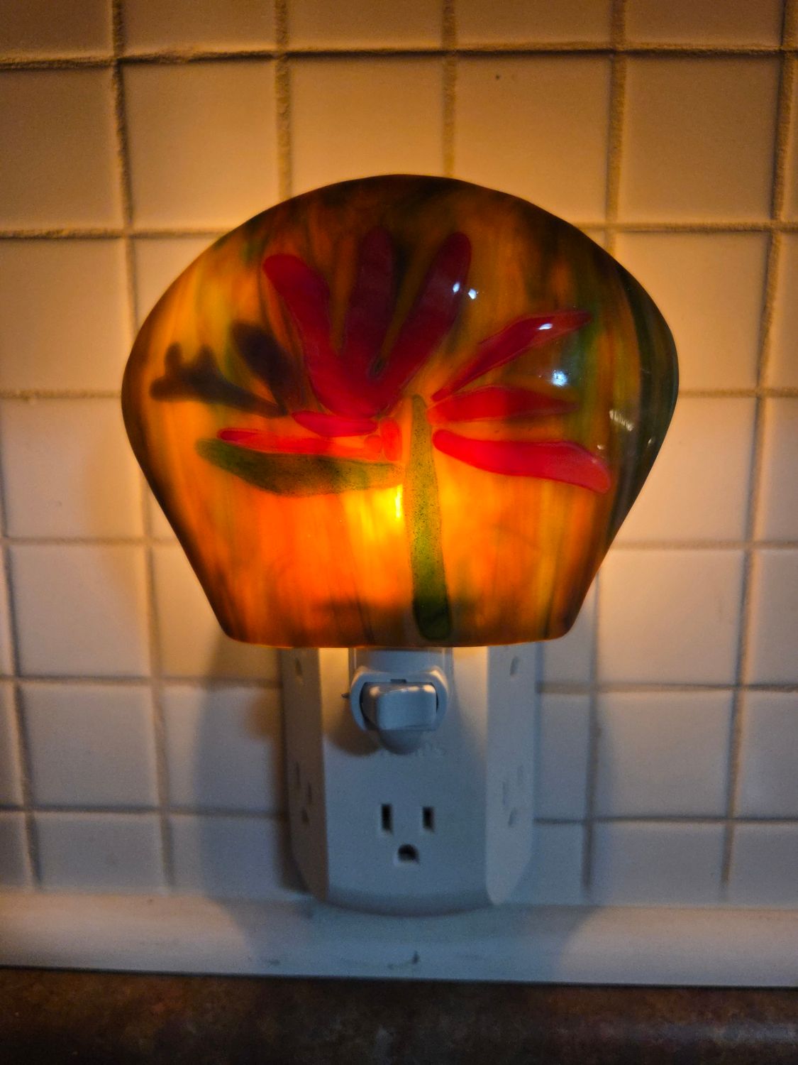 Bird of Paradise Fused Glass Night Light