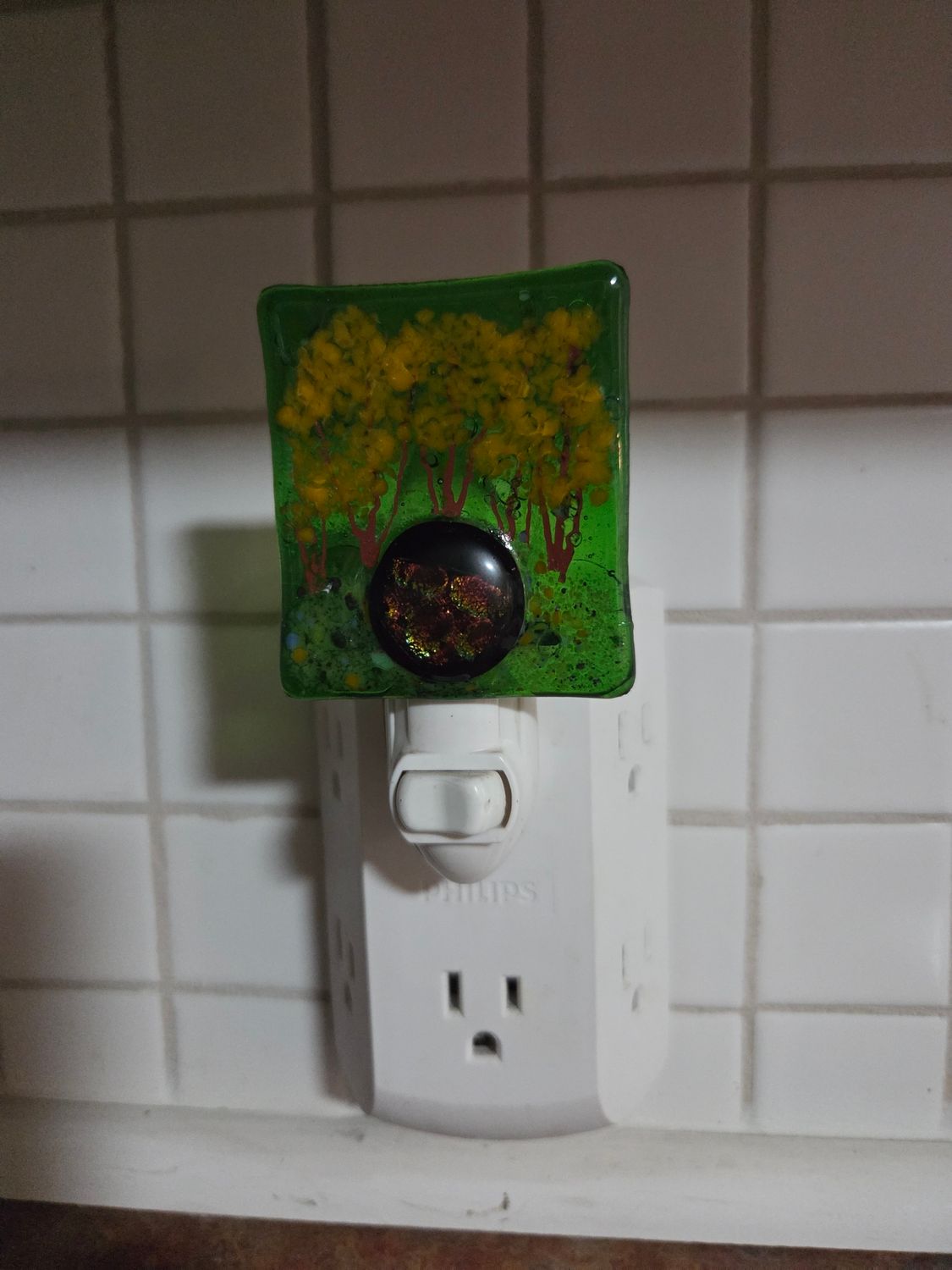 Abstract Scene Fused Glass Night Light