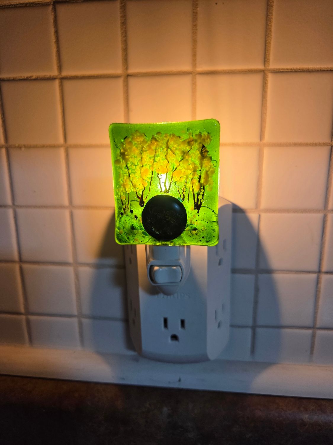 Abstract Scene Fused Glass Night Light