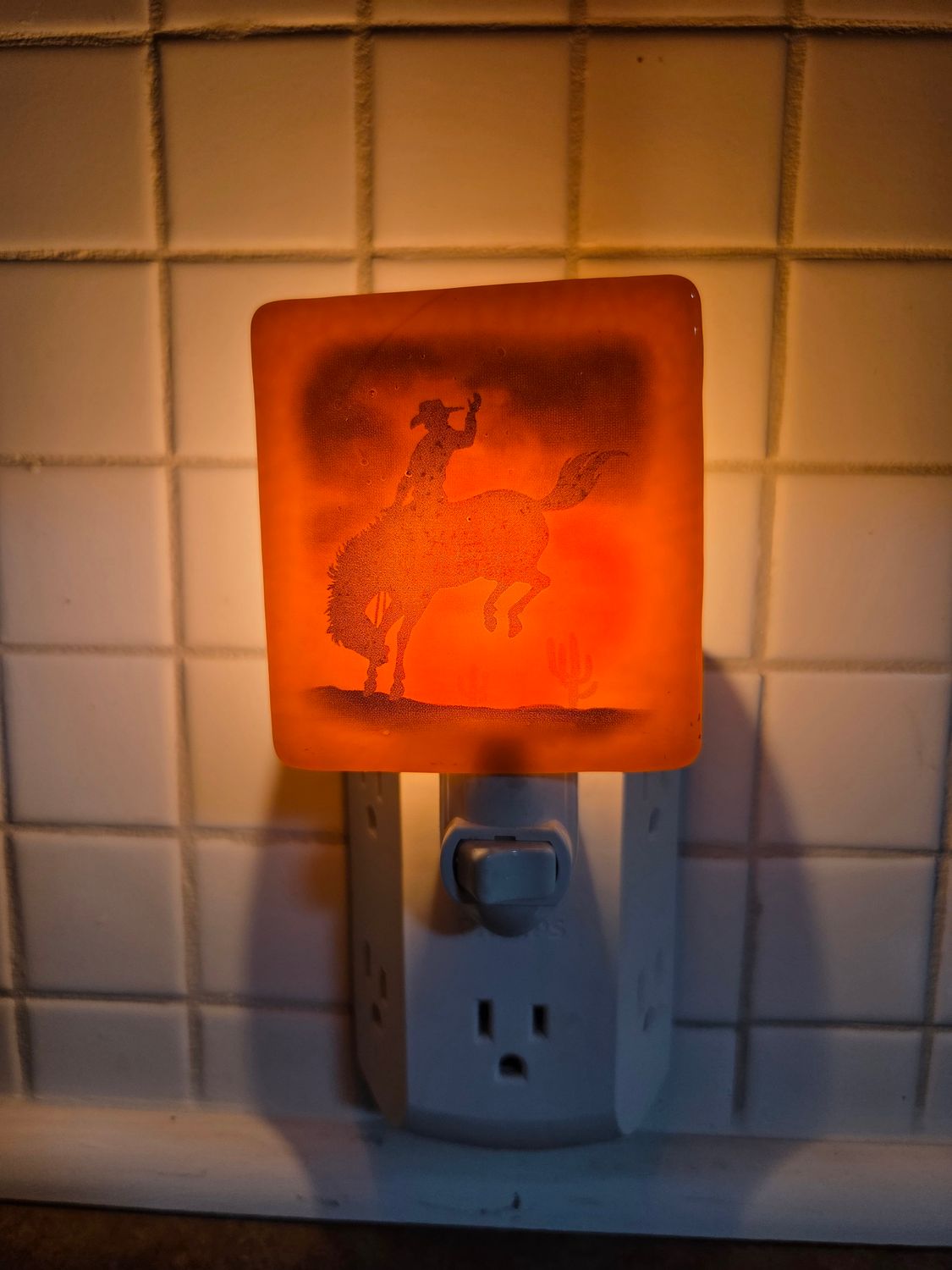 Ride 'Em Cowboy Fused Glass Night Light