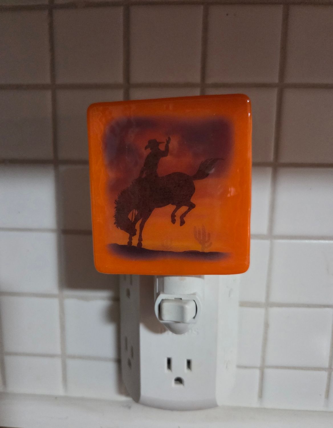 Ride 'Em Cowboy Fused Glass Night Light