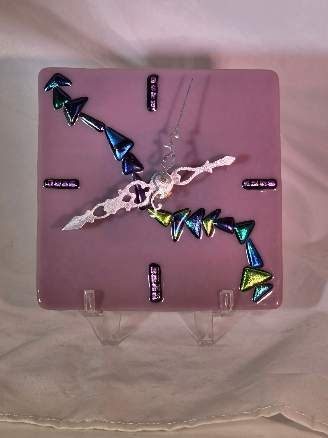 Fused Dichroic Glass Abstract in Smokey Mauve