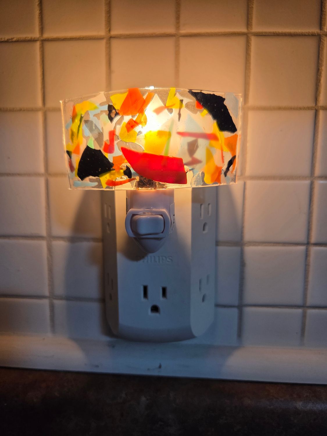 Curved Abstract Fused Glass Night Light