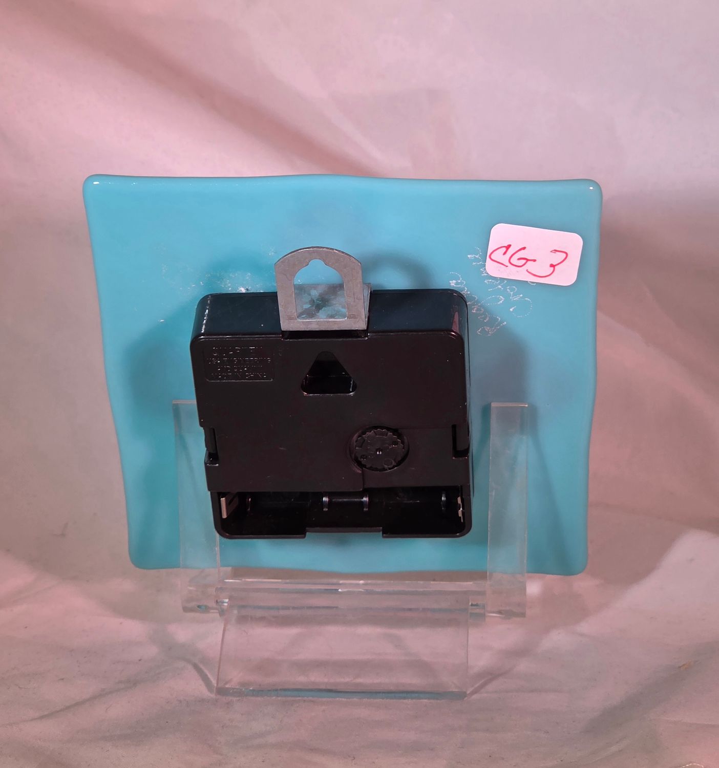 Fused Dichroic Glass in Turquoise Clock