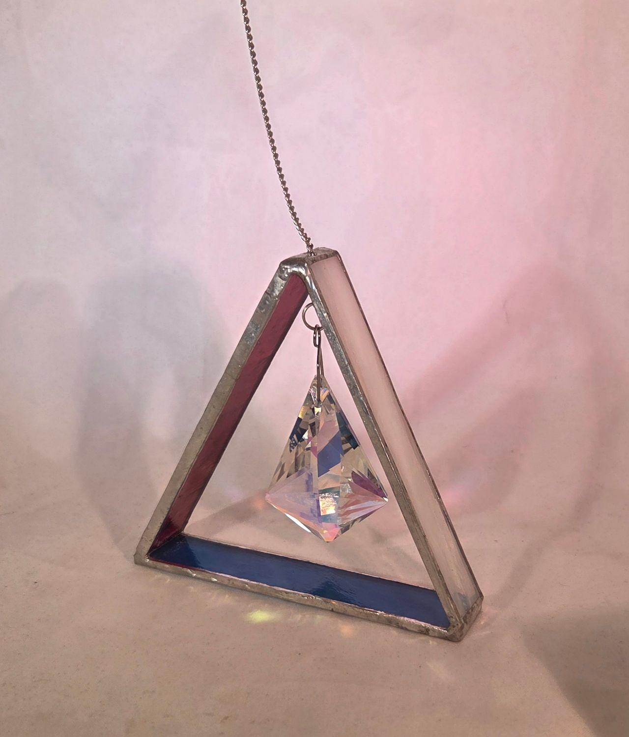 All-American Red White and Blue Stained Glass Suncatcher