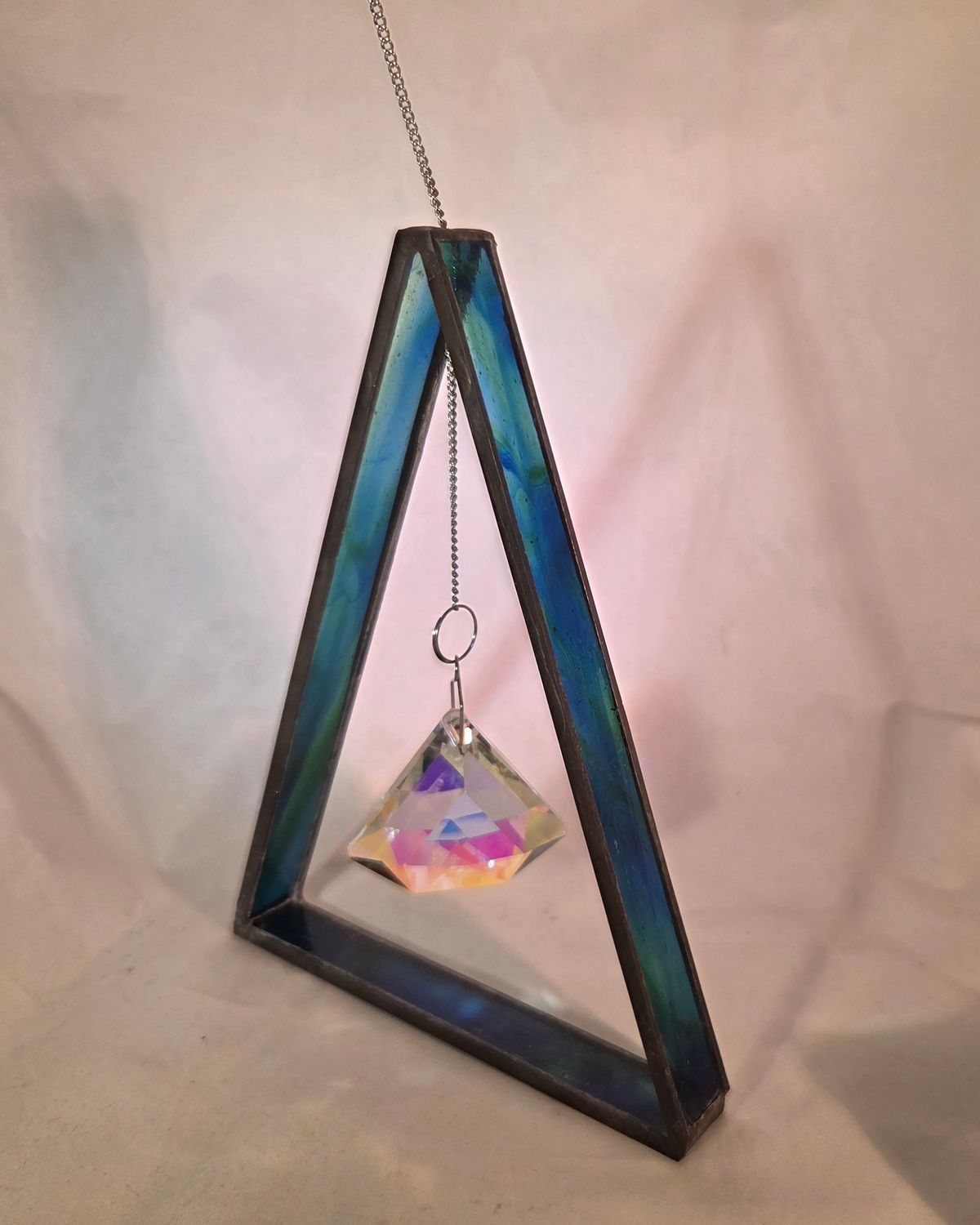 Teal Green Blue Stained Glass Suncatcher