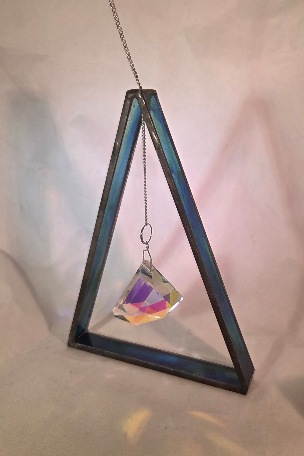 Teal Green Blue Stained Glass Suncatcher