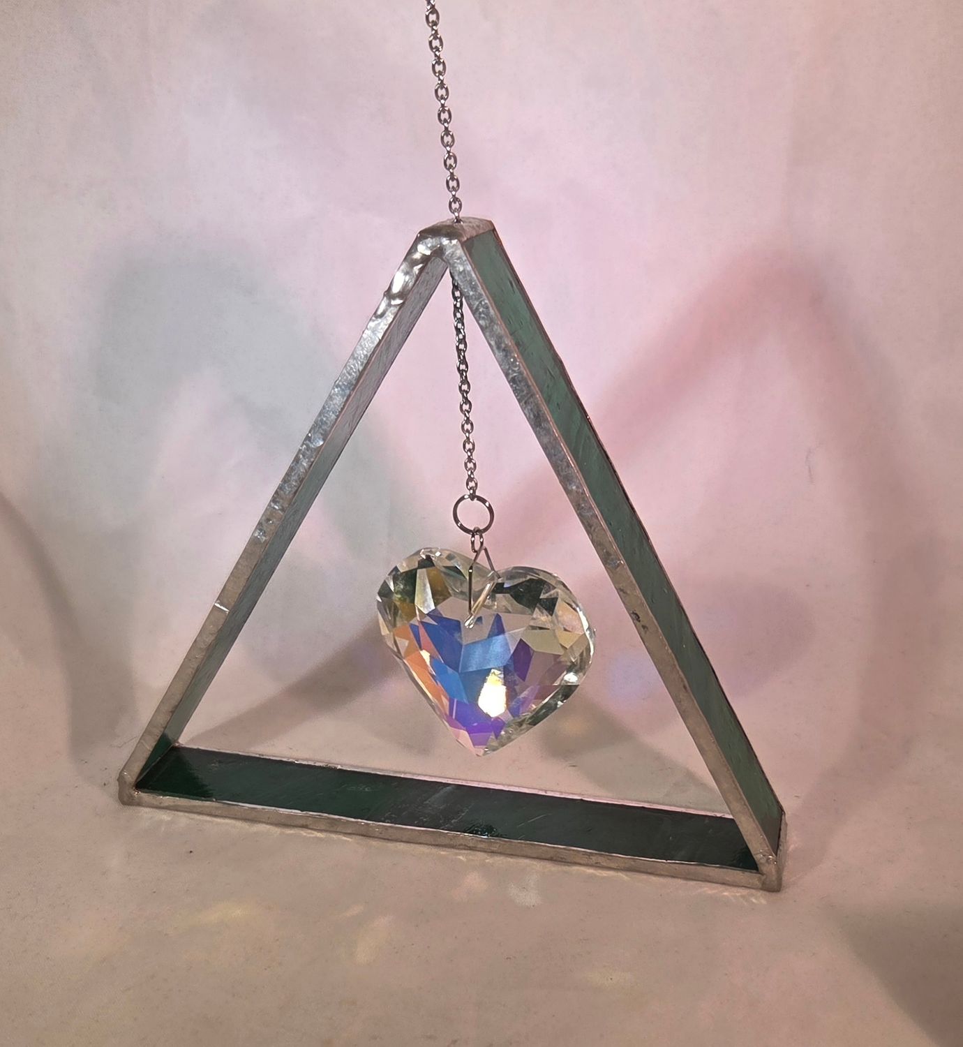 Heart in Rich Green Stained Glass Suncatcher