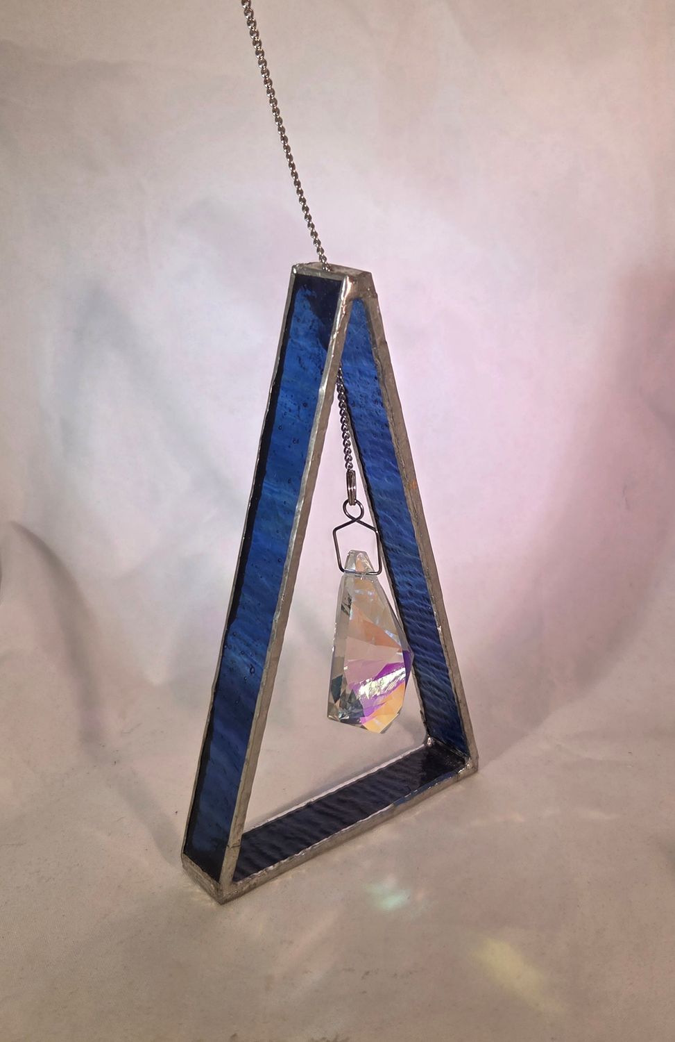 Royal Blue Water-Stained Glass Suncatcher