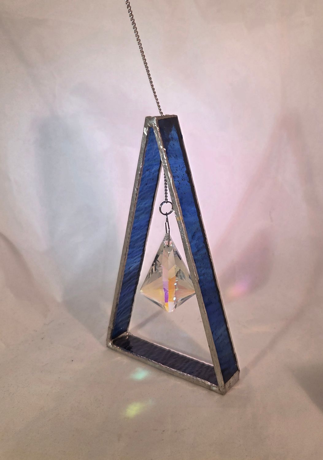 Royal Blue Water-Stained Glass Suncatcher