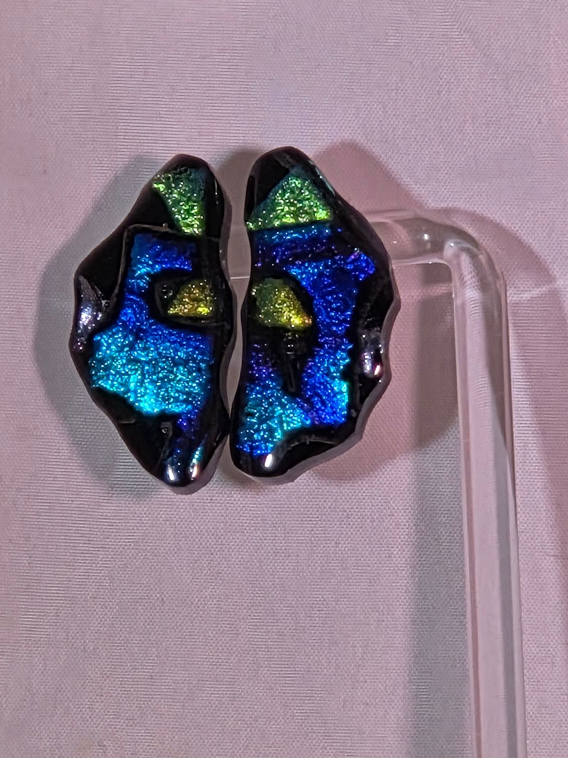 Butterfly Wing Dichroic Glass Post Earrings