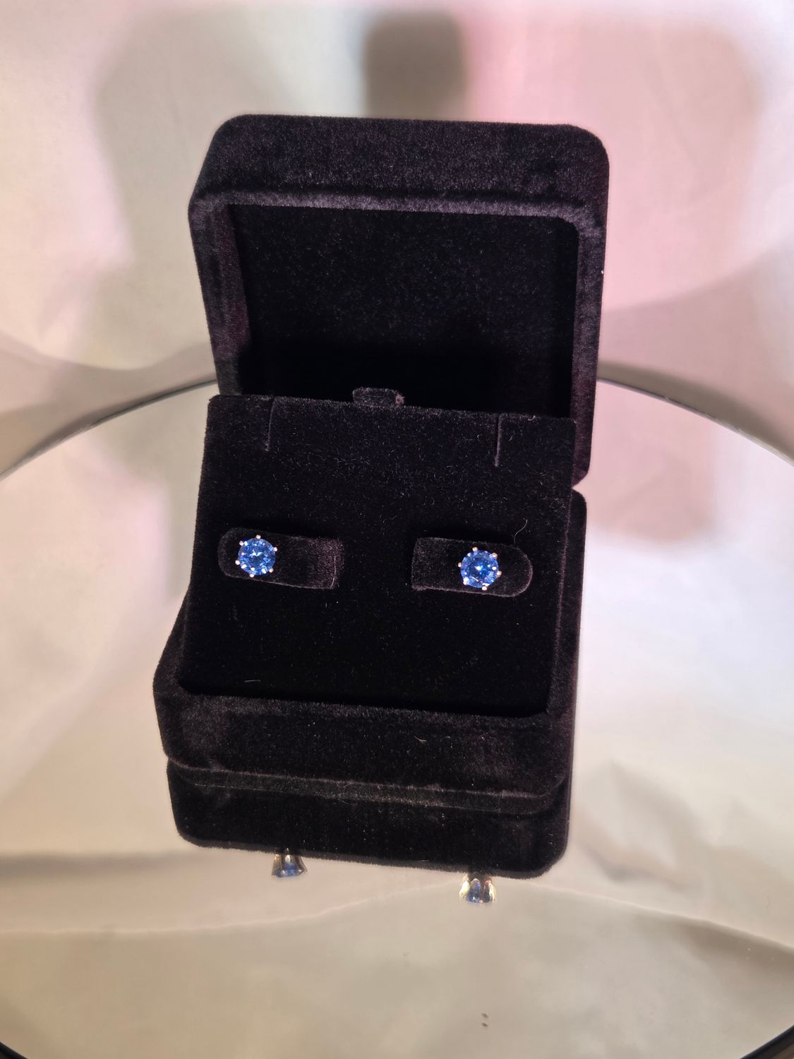 Genuine Blue Sapphire Earrings Sterling Silver Studs