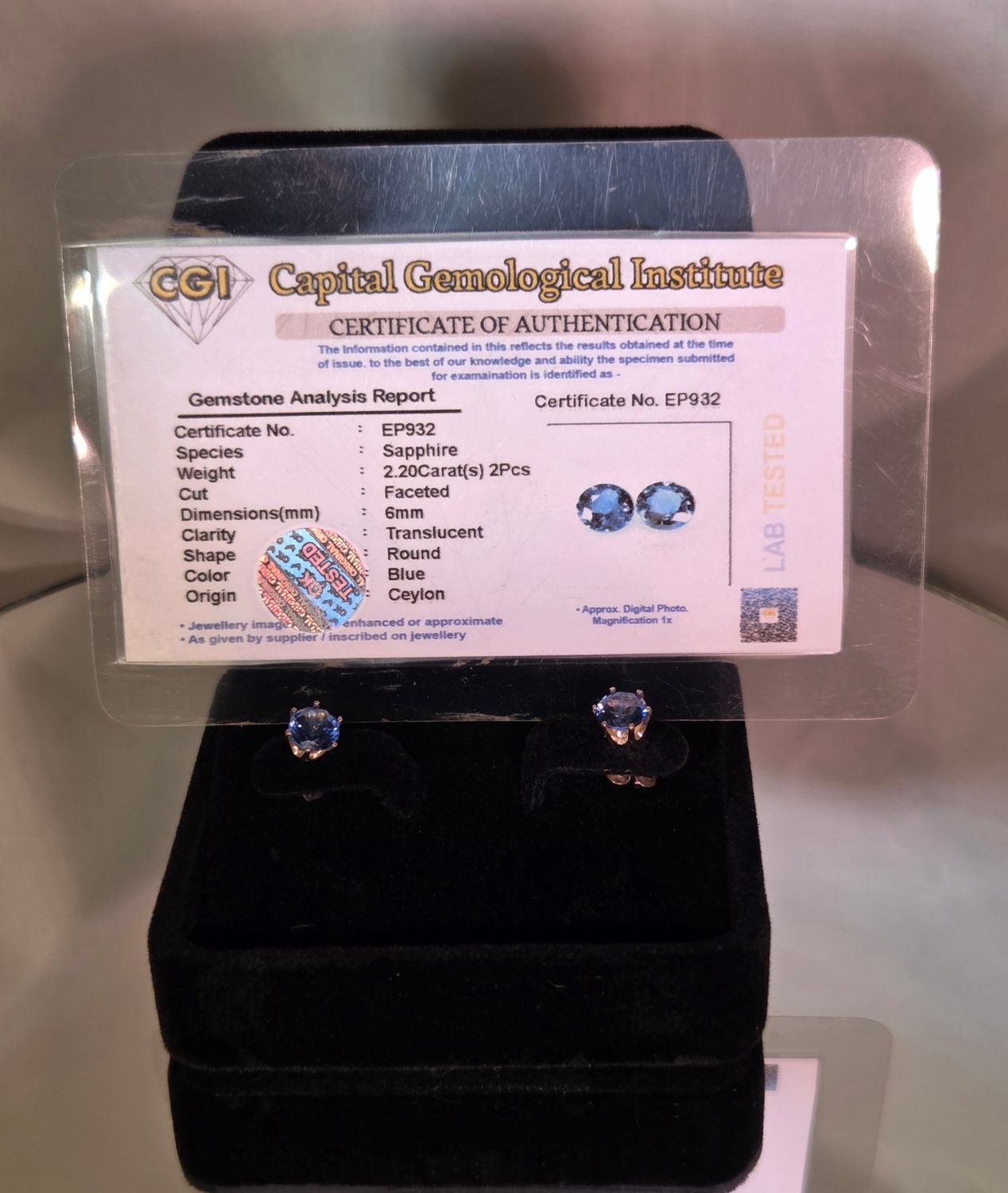 Genuine Blue Sapphire Earrings Sterling Silver Studs